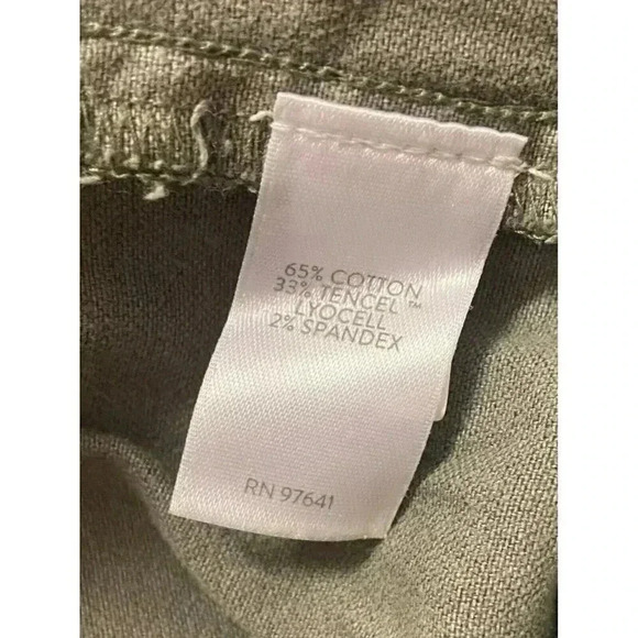 J Jill Pull On Pants Women’s Size Medium Petite Green Crop Pockets Cotton Tencel - Picture 7 of 8